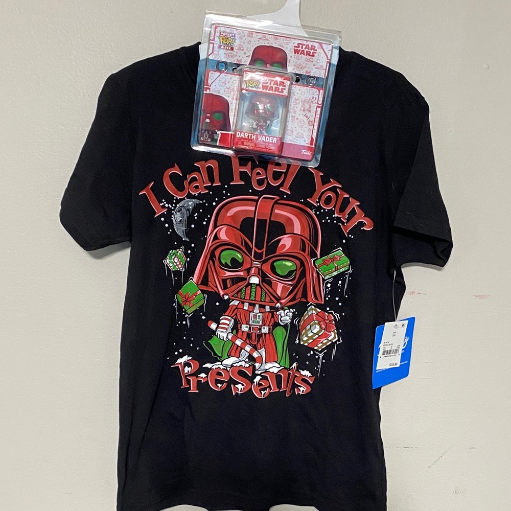 Funko Star Wars Black Darth Vader Kids Tee with small Pocket Pop